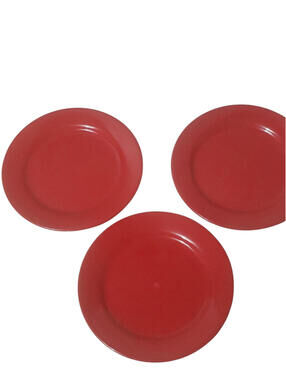 3 Waechtersbach Fun Factory Plates Red 8.5'' Coupe Ceramic Pottery Germany Disc